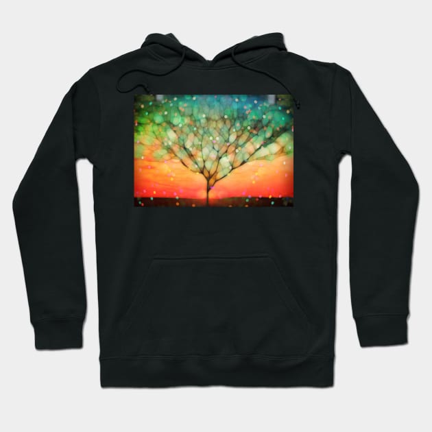 Single tree and sparkles rain Hoodie by redwitchart